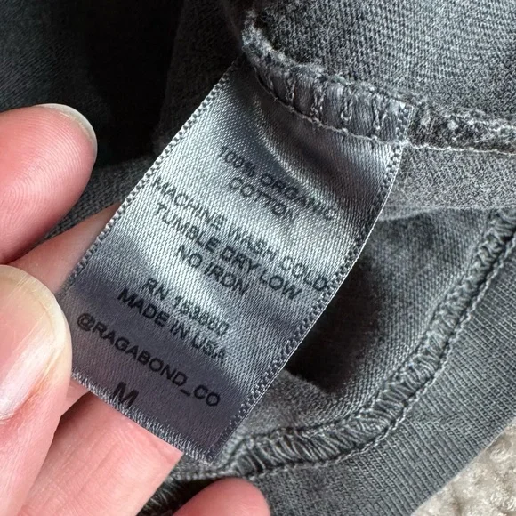 Ragabond Studio TopsGent's Crop Long Sleeve Washed Black medium 100% Cotton - Picture 4 of 5